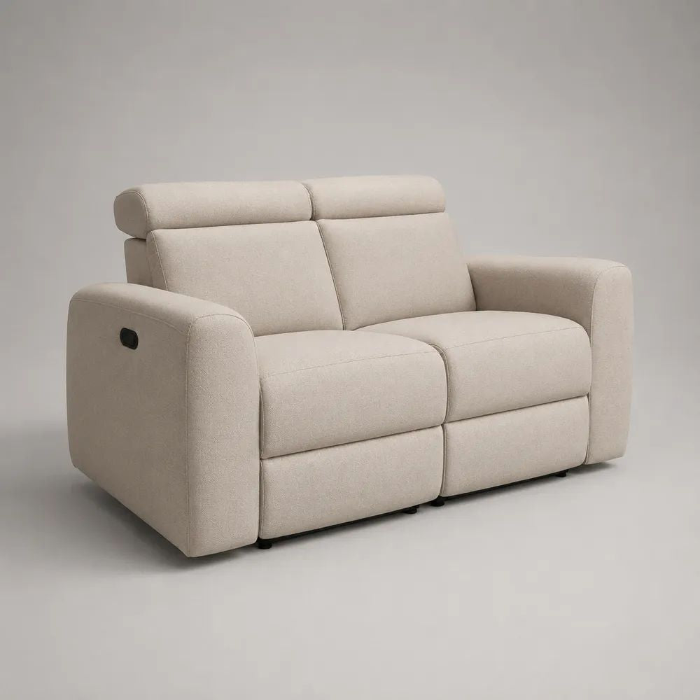Canapé relax électrique 2 places en tissu bouclé beige avec appuie-têtes réglables, 172 × 96 × 100 cm