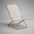 Chaise de jardin basse pliante en acier et toile écrue, 83 × 62 × 92 cm