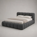 Lit coffre double rembourré en polyester gris anthracite, couchage 160 × 200 cm, dimensions 225 × 200 × 120 cm