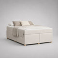 Lit double rectangulaire 160 x 200 cm en tissu beige avec matelas et surmatelas