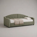 Lit banquette 1 place en velours polyester vert sauge, couchage 90 × 200 cm, dimensions 220 × 105 × 92 cm