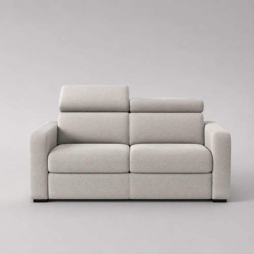 Canapé 2 places en tissu polyester blanc cassé avec appuie-têtes réglables, 170 × 92 × 99 cm