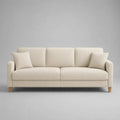 Canapé droit 3 places en tissu bouclé crème avec 2 coussins, 210 × 88 × 86 cm